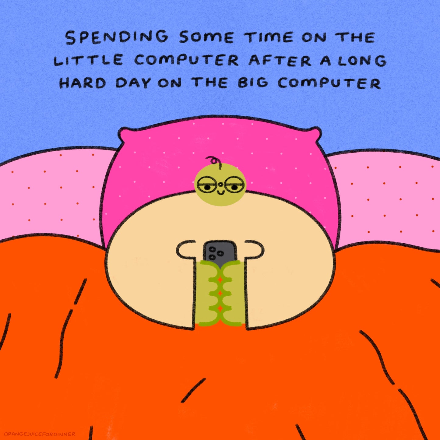 Spending Some Time On The Little Computer After A Long Hard Day On The Big Computer Art Print