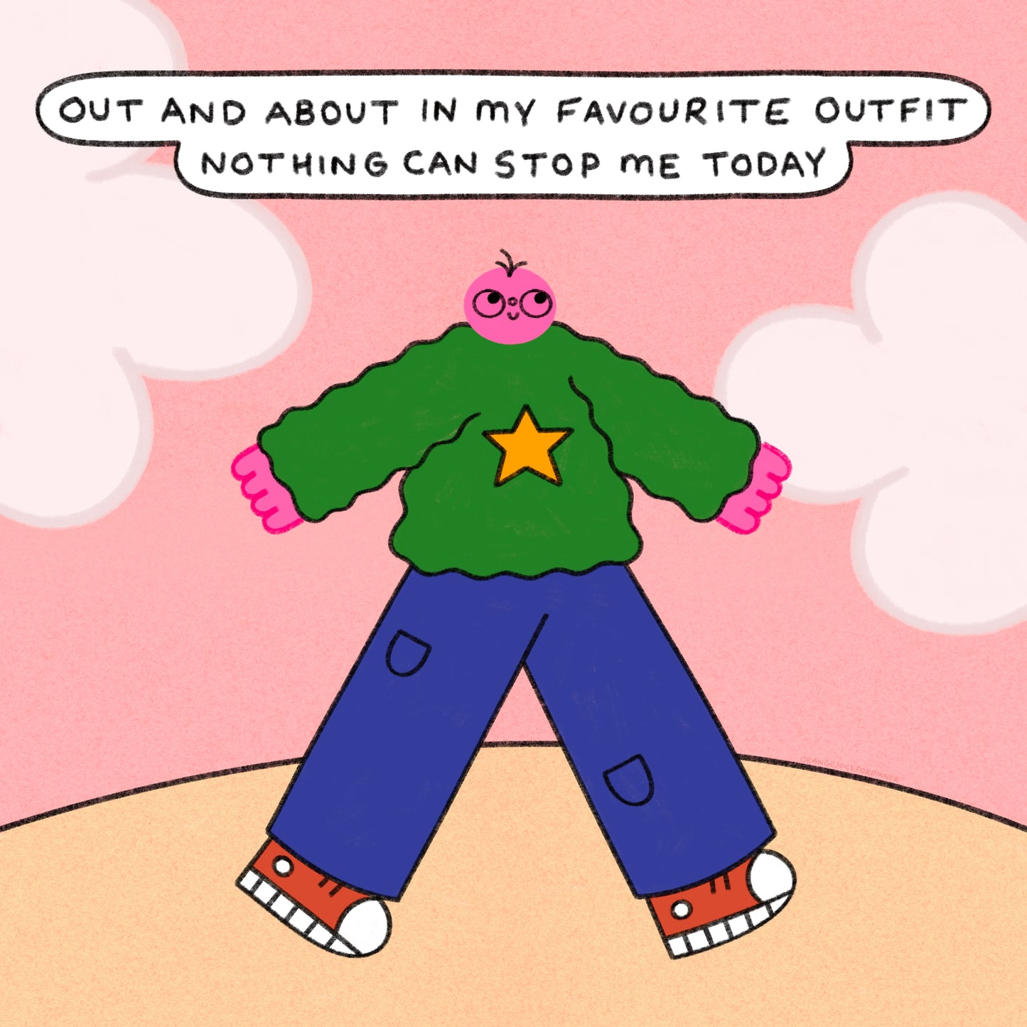 Out And About In My Favourite Outfit Art Print