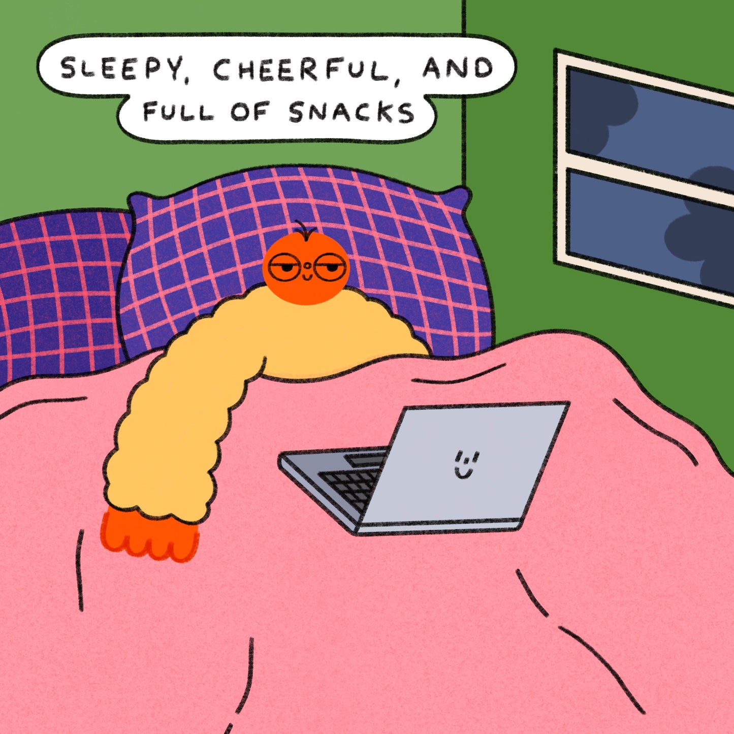 Sleepy, Cheerful, And Full Of Snacks Art Print